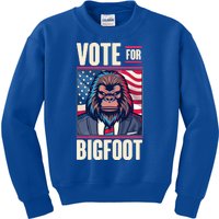 Funny Vote For Bigfoot 2024 Election Kids Sweatshirt