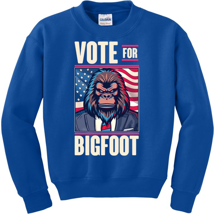 Funny Vote For Bigfoot 2024 Election Kids Sweatshirt