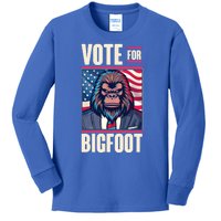 Funny Vote For Bigfoot 2024 Election Kids Long Sleeve Shirt