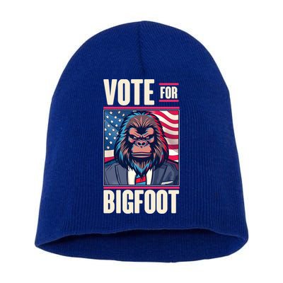 Funny Vote For Bigfoot 2024 Election Short Acrylic Beanie