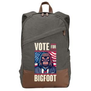 Funny Vote For Bigfoot 2024 Election Cotton Canvas Backpack