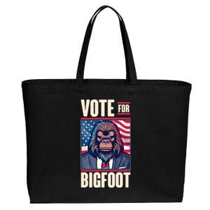 Funny Vote For Bigfoot 2024 Election Cotton Canvas Jumbo Tote