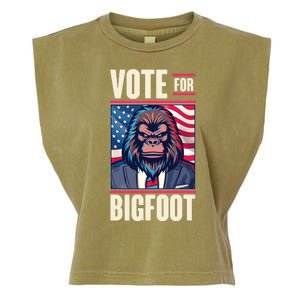 Funny Vote For Bigfoot 2024 Election Garment-Dyed Women's Muscle Tee