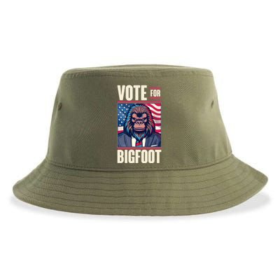 Funny Vote For Bigfoot 2024 Election Sustainable Bucket Hat