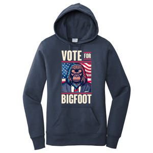 Funny Vote For Bigfoot 2024 Election Women's Pullover Hoodie