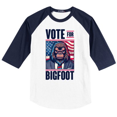 Funny Vote For Bigfoot 2024 Election Baseball Sleeve Shirt