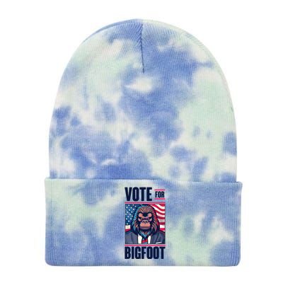 Funny Vote For Bigfoot 2024 Election Tie Dye 12in Knit Beanie