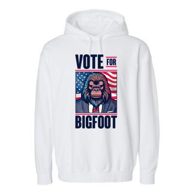 Funny Vote For Bigfoot 2024 Election Garment-Dyed Fleece Hoodie