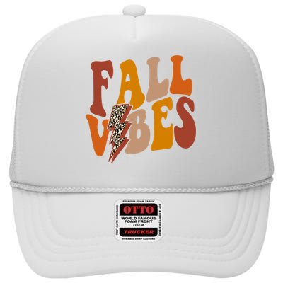 Fall Vibes Fall Season Lighting Bolt High Crown Mesh Back Trucker Hat