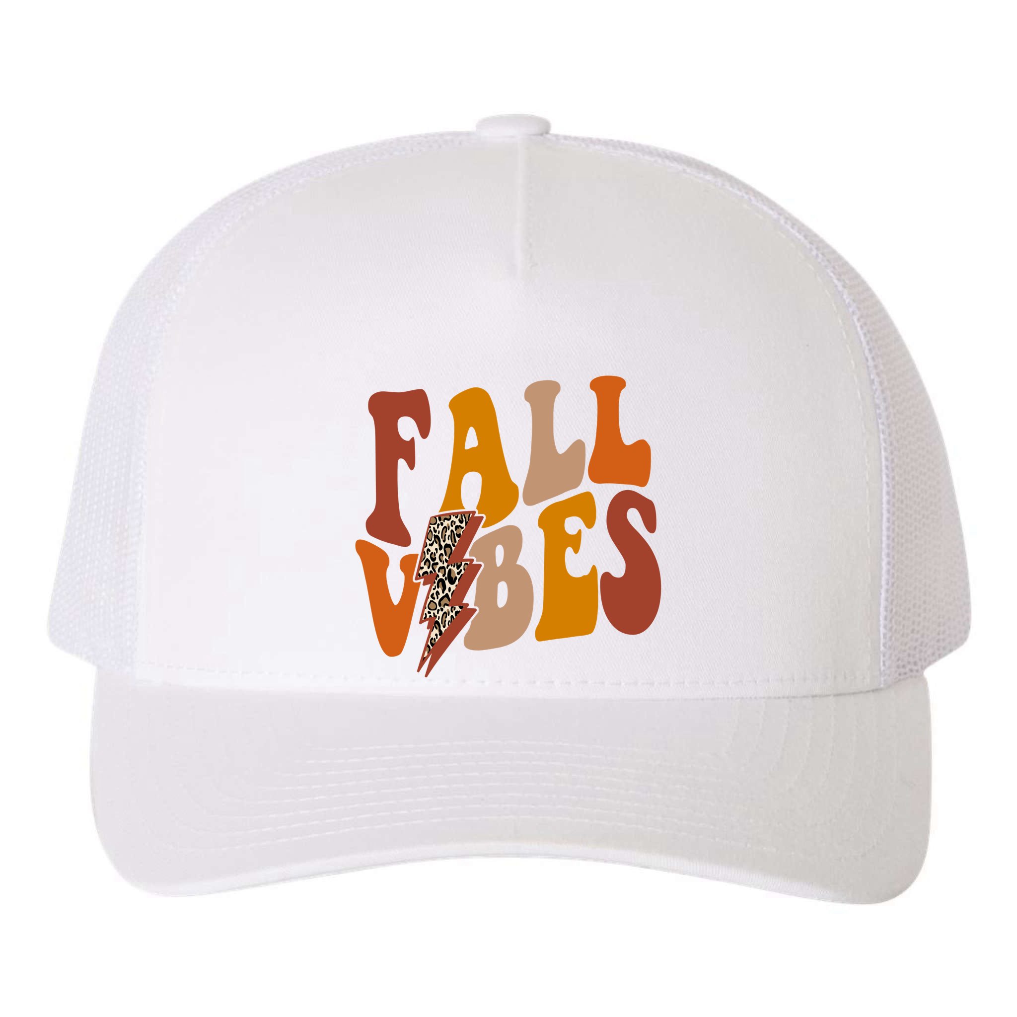 Fall Vibes Fall Season Lighting Bolt Yupoong Adult 5-Panel Trucker Hat