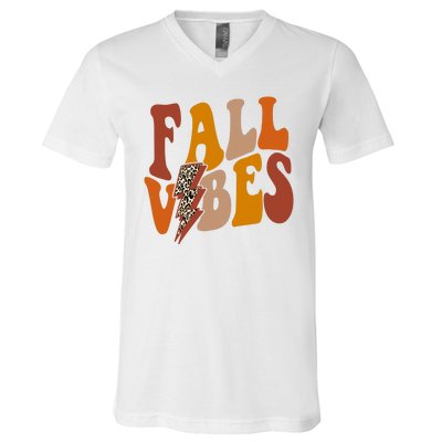 Fall Vibes Fall Season Lighting Bolt V-Neck T-Shirt