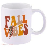 Fall Vibes Fall Season Lighting Bolt 11oz C Handle Ceramic Mug