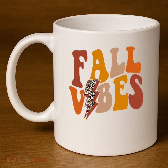 Fall Vibes Fall Season Lighting Bolt 11oz C Handle Ceramic Mug
