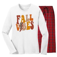 Fall Vibes Fall Season Lighting Bolt Women's Long Sleeve Flannel Pajama Set 