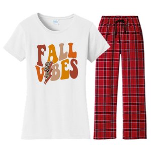 Fall Vibes Fall Season Lighting Bolt Women's Flannel Pajama Set