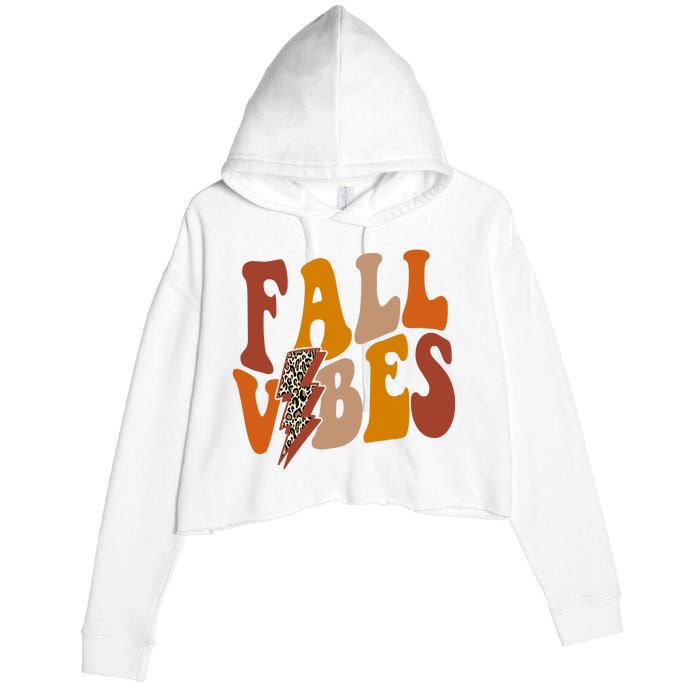 Fall Vibes Fall Season Lighting Bolt Crop Fleece Hoodie