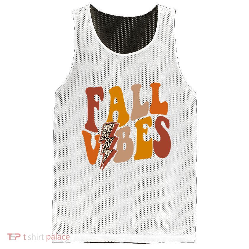 Fall Vibes Fall Season Lighting Bolt Mesh Reversible Basketball Jersey Tank