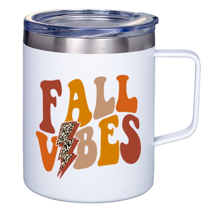 Fall Vibes Fall Season Lighting Bolt 12oz Stainless Steel Coffee Mug