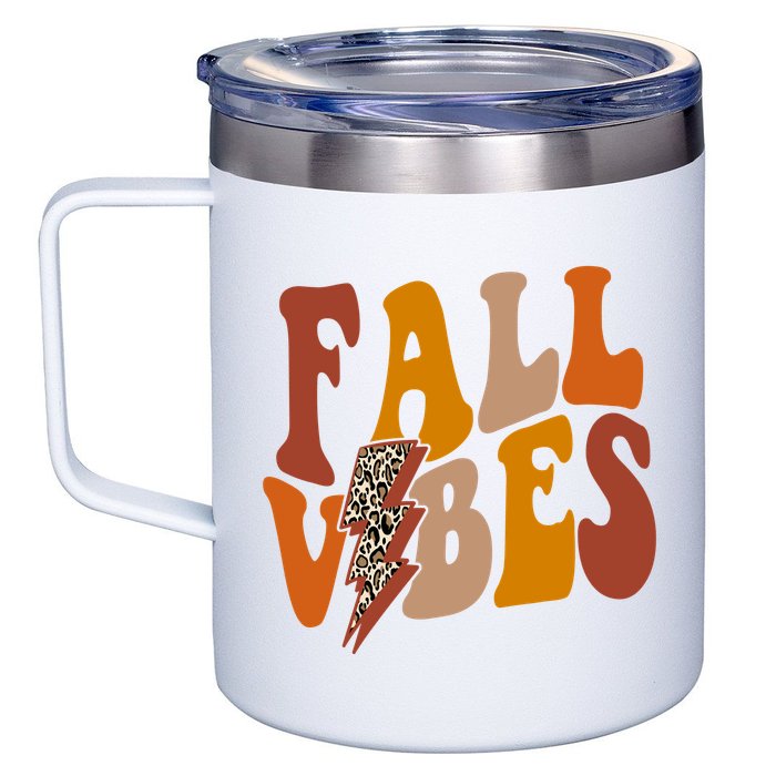 Fall Vibes Fall Season Lighting Bolt 12oz Stainless Steel Coffee Mug