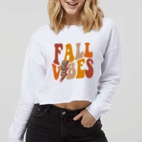Fall Vibes Fall Season Lighting Bolt Cropped Pullover Crew