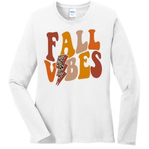 Fall Vibes Fall Season Lighting Bolt Ladies Long Sleeve Shirt