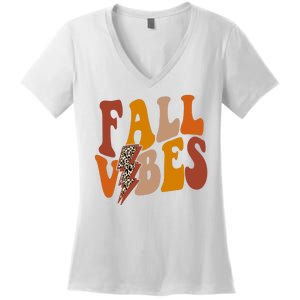 Fall Vibes Fall Season Lighting Bolt Women's V-Neck T-Shirt