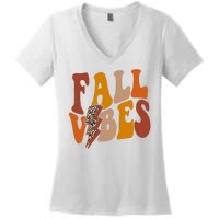 Fall Vibes Fall Season Lighting Bolt Women's V-Neck T-Shirt