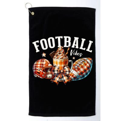 Football Vibes Fall Plaid Coquette Bow Fall Platinum Collection Golf Towel