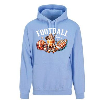 Football Vibes Fall Plaid Coquette Bow Fall Unisex Surf Hoodie