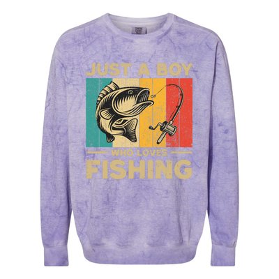 Funny Vintage Fishing Jokes Boy Fisherman Bass Fish Colorblast Crewneck Sweatshirt