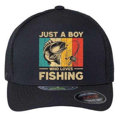 Funny Vintage Fishing Jokes Boy Fisherman Bass Fish Flexfit Unipanel Trucker Cap