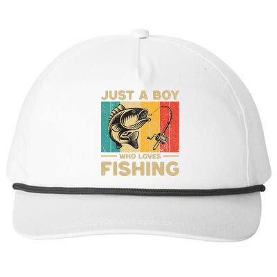 Funny Vintage Fishing Jokes Boy Fisherman Bass Fish Snapback Five-Panel Rope Hat