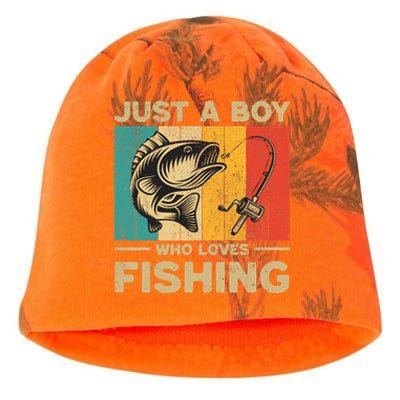 Funny Vintage Fishing Jokes Boy Fisherman Bass Fish Kati - Camo Knit Beanie