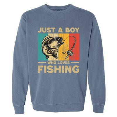 Funny Vintage Fishing Jokes Boy Fisherman Bass Fish Garment-Dyed Sweatshirt