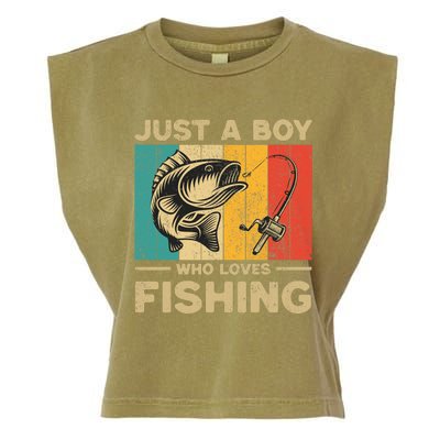 Funny Vintage Fishing Jokes Boy Fisherman Bass Fish Garment-Dyed Women's Muscle Tee