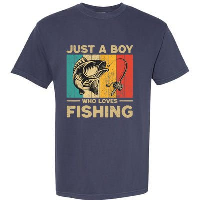 Funny Vintage Fishing Jokes Boy Fisherman Bass Fish Garment-Dyed Heavyweight T-Shirt