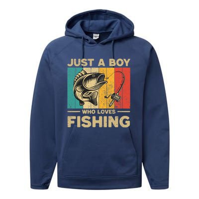 Funny Vintage Fishing Jokes Boy Fisherman Bass Fish Performance Fleece Hoodie