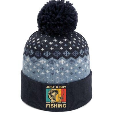 Funny Vintage Fishing Jokes Boy Fisherman Bass Fish The Baniff Cuffed Pom Beanie