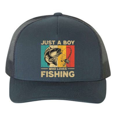 Funny Vintage Fishing Jokes Boy Fisherman Bass Fish Yupoong Adult 5-Panel Trucker Hat