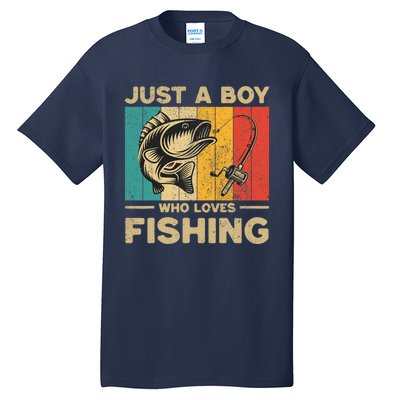 Funny Vintage Fishing Jokes Boy Fisherman Bass Fish Tall T-Shirt