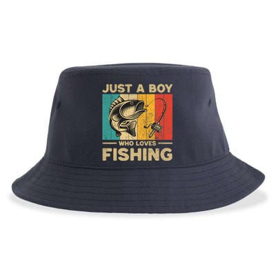 Funny Vintage Fishing Jokes Boy Fisherman Bass Fish Sustainable Bucket Hat