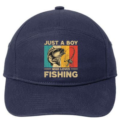 Funny Vintage Fishing Jokes Boy Fisherman Bass Fish 7-Panel Snapback Hat