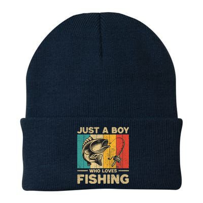 Funny Vintage Fishing Jokes Boy Fisherman Bass Fish Knit Cap Winter Beanie