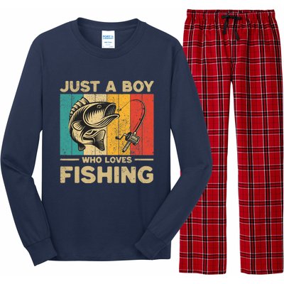 Funny Vintage Fishing Jokes Boy Fisherman Bass Fish Long Sleeve Pajama Set