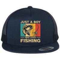 Funny Vintage Fishing Jokes Boy Fisherman Bass Fish Flat Bill Trucker Hat