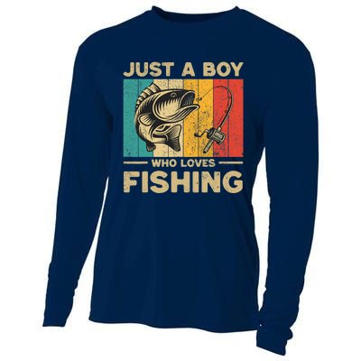 Funny Vintage Fishing Jokes Boy Fisherman Bass Fish Cooling Performance Long Sleeve Crew