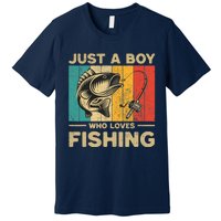 Funny Vintage Fishing Jokes Boy Fisherman Bass Fish Premium T-Shirt