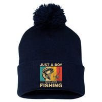 Funny Vintage Fishing Jokes Boy Fisherman Bass Fish Pom Pom 12in Knit Beanie