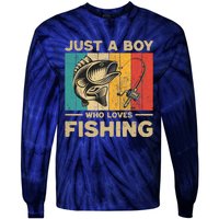 Funny Vintage Fishing Jokes Boy Fisherman Bass Fish Tie-Dye Long Sleeve Shirt