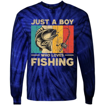 Funny Vintage Fishing Jokes Boy Fisherman Bass Fish Tie-Dye Long Sleeve Shirt